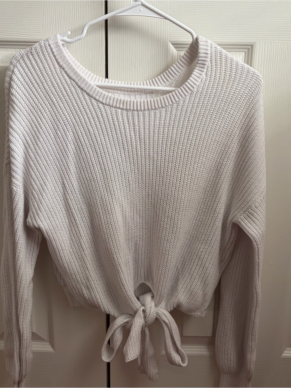Women's white Knit Tie-Front or back Sweater